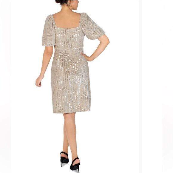 Julia Jordan Women's Puff Sleeve Velvet Sequin Sheath Dress - Picture 2 of 8